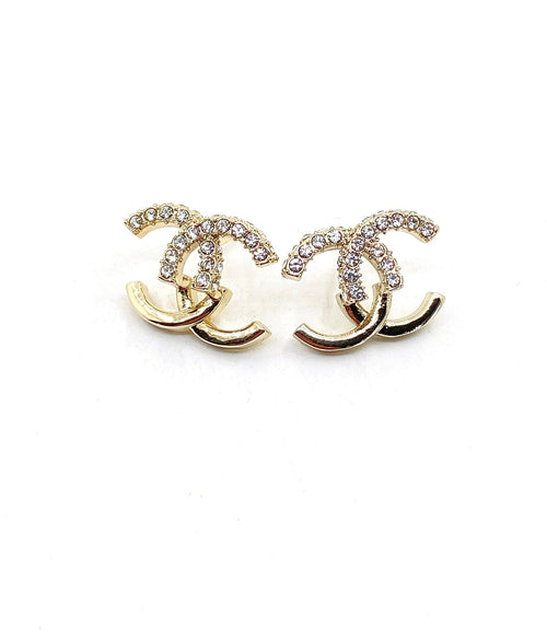 18K  Chanel Half Diamond Earrings