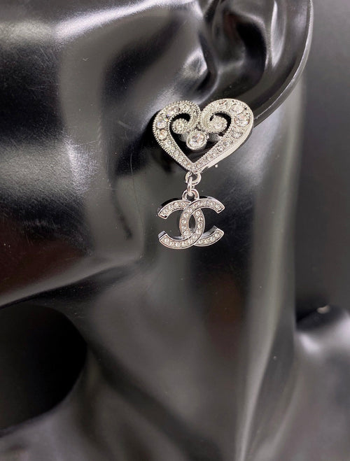 18K  Chanel Heart Diamond Earrings