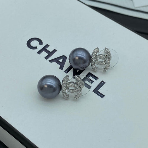 18K  Chanel Pearl Drop Gold Earrings